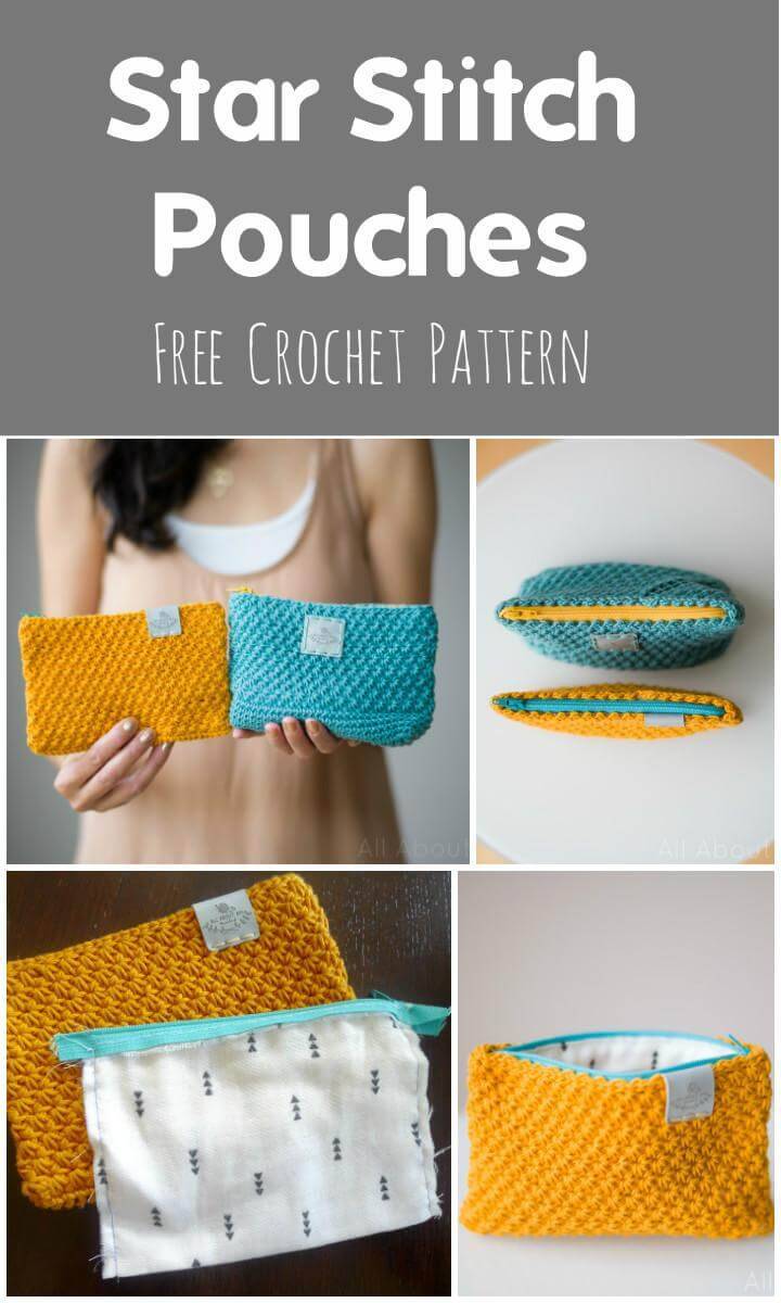 Star Stitch Pouches Free Crochet Pattern